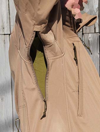 Куртка Tango (Tactical Special Operations Soft Shell Jacket), D3030-CB, coyote brown - Куртка Softshell "Tango", М3030. Вид на элементы системы вентиляции