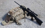 Рюкзак Sniper Packsack D350-hydro (с питьевым резервуаром), для переноски карабина. - Рюкзак Sniper Packsack D350-hydro. Общий вид с открытым фронтальным карманом.
