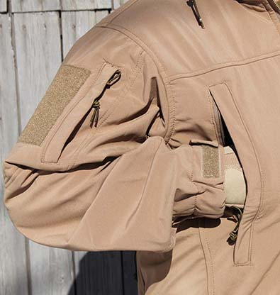 Куртка Tango (Tactical Special Operations Soft Shell Jacket), D3030-CB, coyote brown - Куртка Softshell "Tango", М3030. Вид на элементы конструкции.